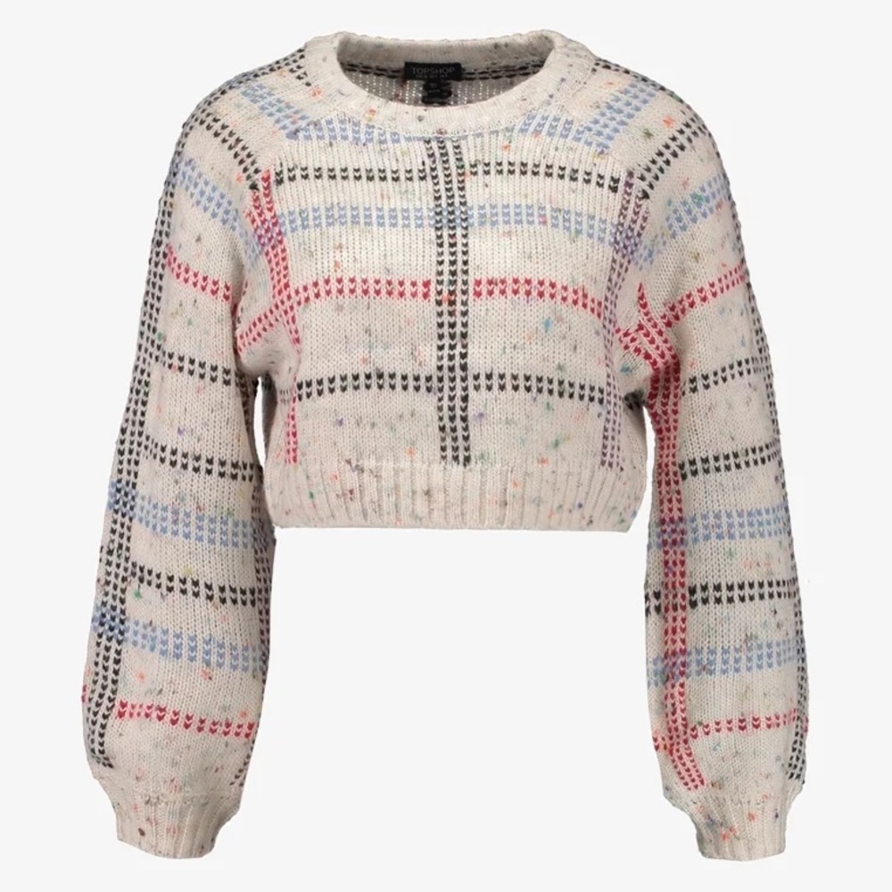 Topshop Colorful Patterned Cropped Sweater